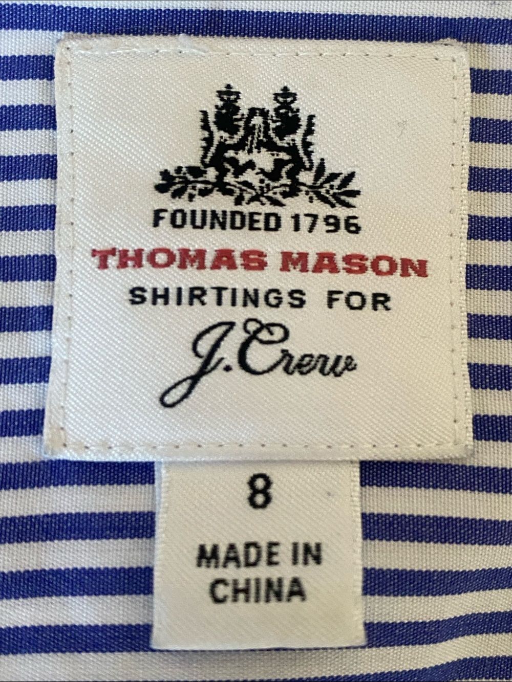 J. Crew x Thomas Mason Blue/White Striped Bow-Tie Blouse Sz 8 Puff Sleeve Preppy - Picture 11 of 13